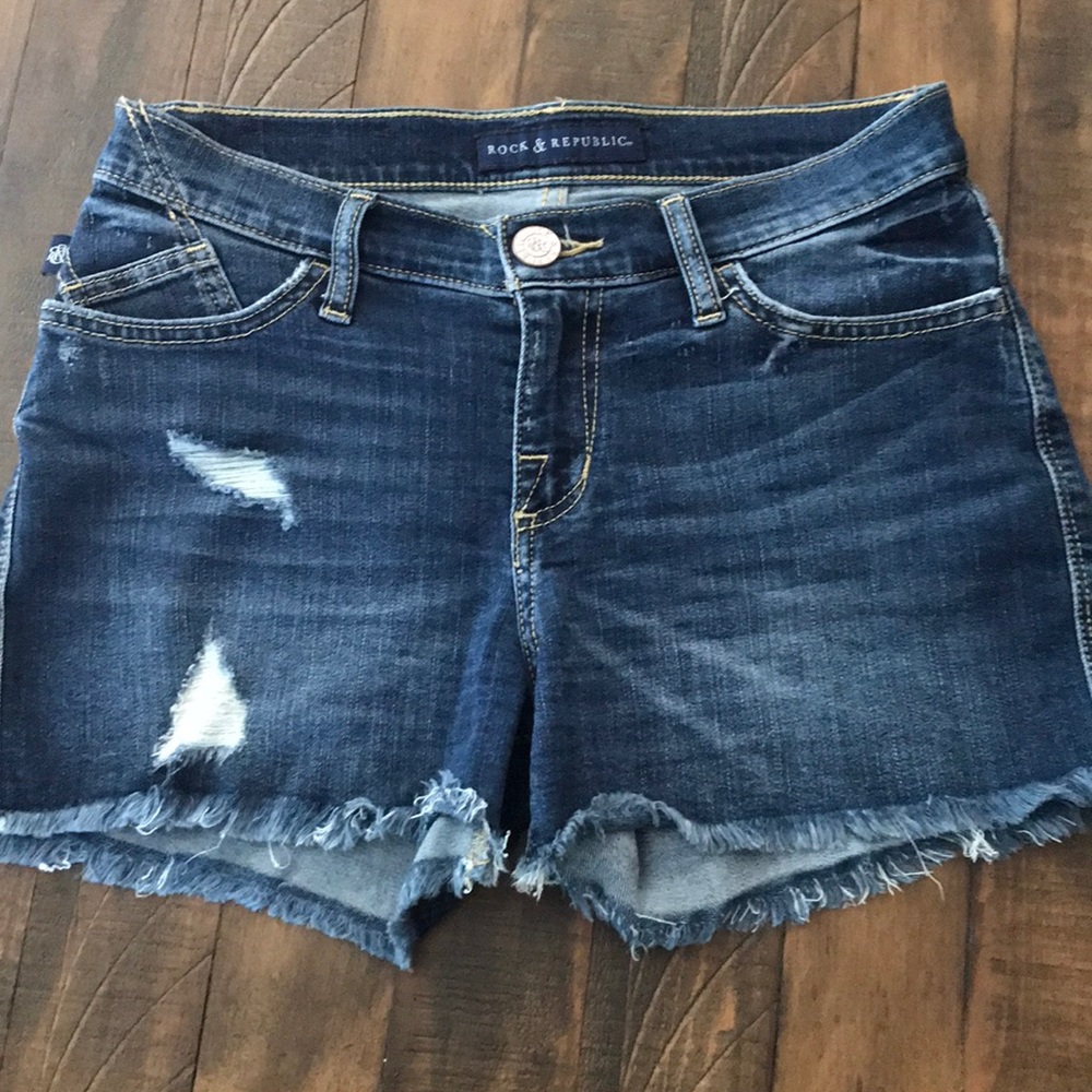 Distressed jean shorts